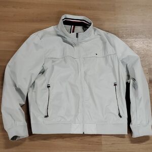 Tommy Hilfiger White Windbreaker with Stand-up Collar